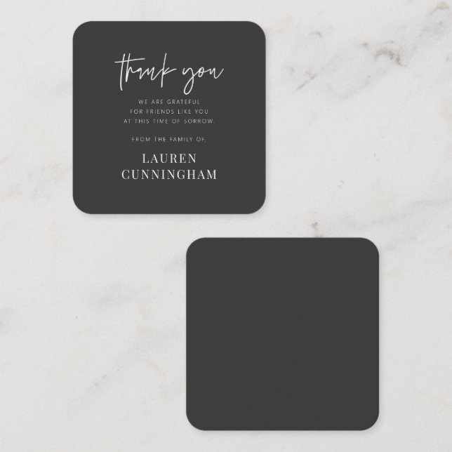 Memorial Modern Simple Minimalistisch Chic Vielen  Mitteilungskarte (Vorne/Hinten)