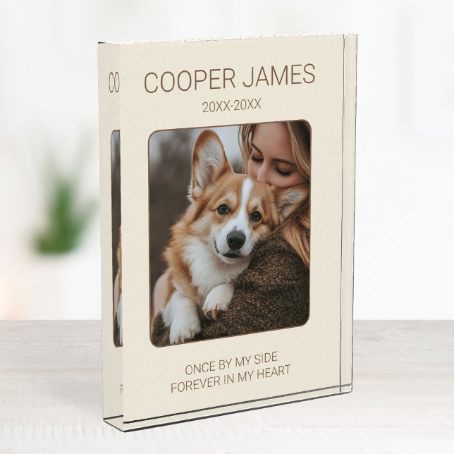 Memorial Modernes einfaches Beileid Keepake Dog Fotoblock (Pet Memorial Modern Simple Sympathy Keepsake Dog Photo Block)