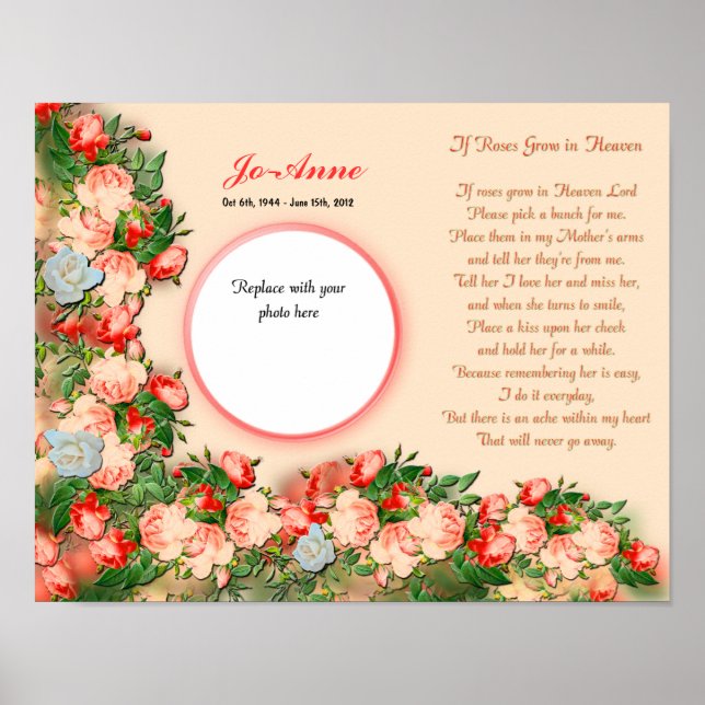 Memorial - Mutter - IF Rose wachsen in Himmelgedic Poster (Vorne)