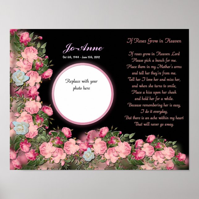 Memorial - Mutter - IF Rose wachsen in Himmelgedic Poster (Vorne)