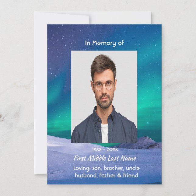 Memorial Northern Lights Aurora Borealis Einladung (Vorderseite)