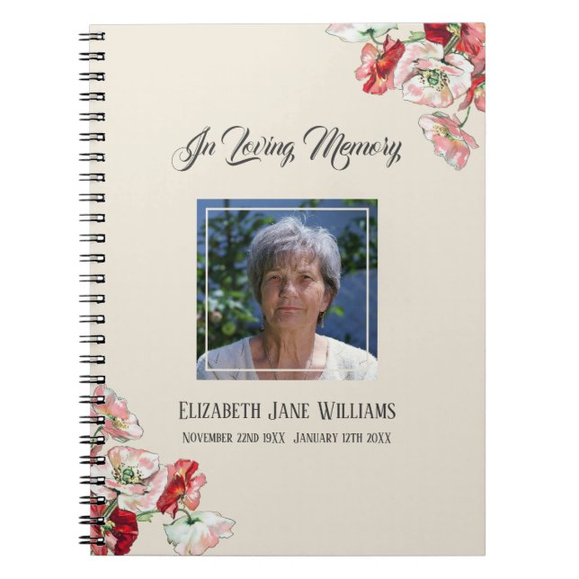 Memorial oder Beerdigung Gästebuch Wasserfarbengef Notizblock (Vorderseite)