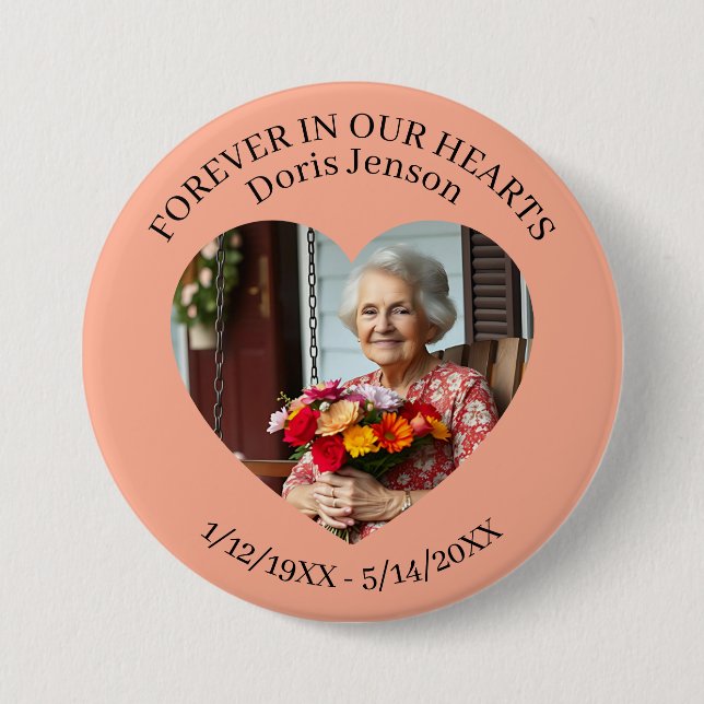 Memorial or Vigil Keepsake | Forever in our Hearts Button (Vorderseite)