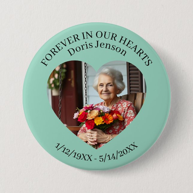 Memorial or Vigil Keepsake | Forever in our Hearts Button (Vorderseite)