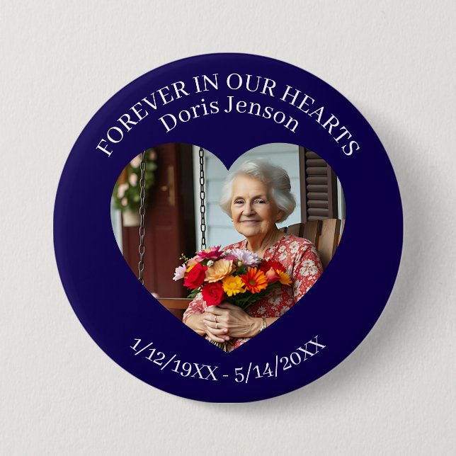 Memorial or Vigil Keepsake | Forever in our Hearts Button (Vorderseite)