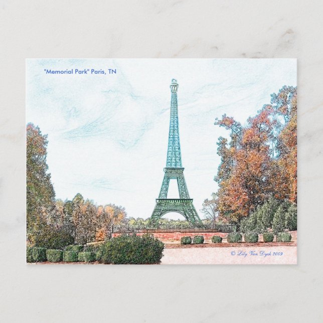 "Memorial Park" Paris, TN, Postkarte (Vorderseite)