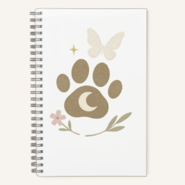 Memorial Paw mit Mond & Butterfly - Beileid Notizbuch