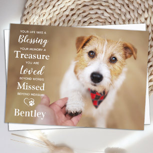 Memorial Personalisieren Modernes Dog Foto Beileid Dankeskarte
