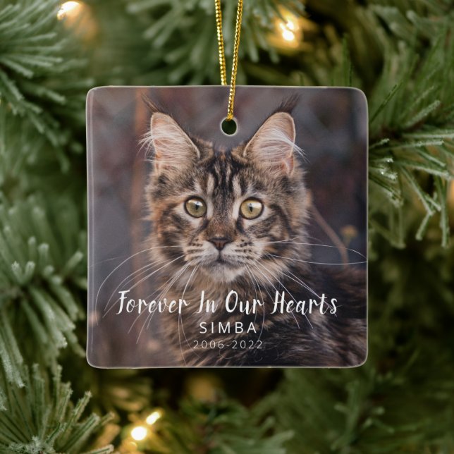 Memorial Personalisiert Cat Foto Keramikornament (Baum)