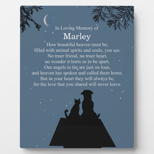 Memorial Pet Hund und Katze Schöner spiritueller N Fotoplatte (Vorderseite)