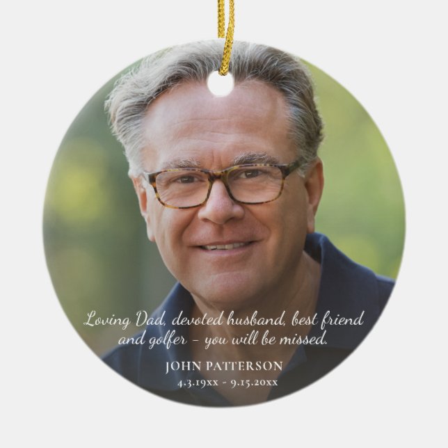 Memorial Photo Celebration of Life Custom Text Keramik Ornament (Vorne)