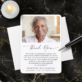 Memorial Photo Elegant Script Dankeskarte