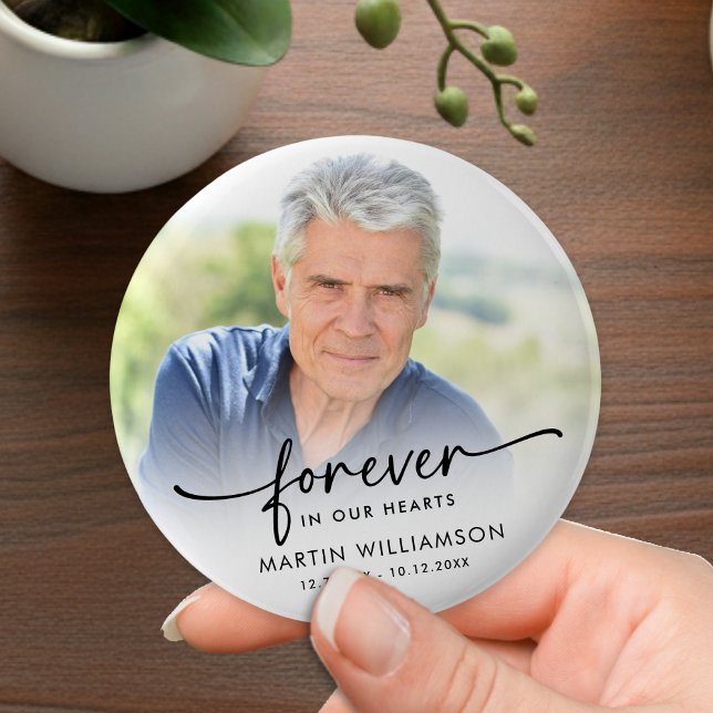 Memorial Photo Forever In Our Hearts Keepsake Button (Von Creator hochgeladen)
