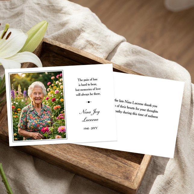 Memorial Photo Pain of Loss Simple Thank You Card Einladung (Memorial Service Thank You card with Photo)