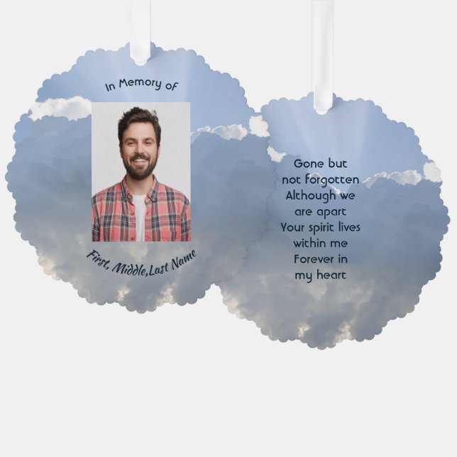 Memorial Photo Prayer Heavenly Sky Ornament Karte (Vorderseite/Rückseite)