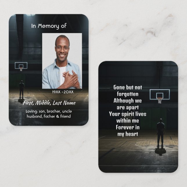 Memorial Pocket Card Basketball Game Visitenkarte (Vorne/Hinten)