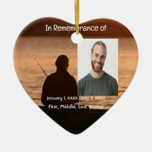 Memorial Pocket Card Lake Fishing Fisherman Keramik Ornament