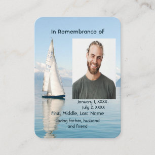 Memorial Pocket Card Sailboat Sailing Visitenkarte