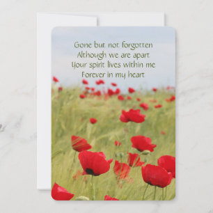 Memorial Pocket Keepake Red Poppies Blume Einladung