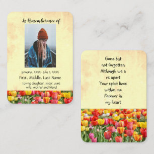 Memorial Pocket Keepake Tulips Blume Visitenkarte