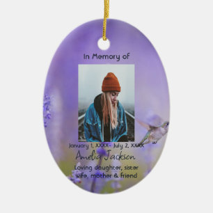 Memorial Prayer Card Hummingbird Lavender Blume Keramik Ornament
