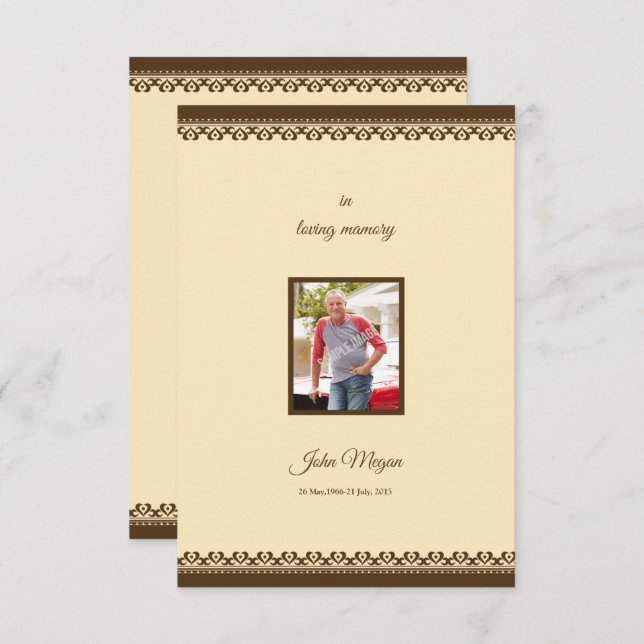 Memorial Programmkarte Einladung (Vorne/Hinten)