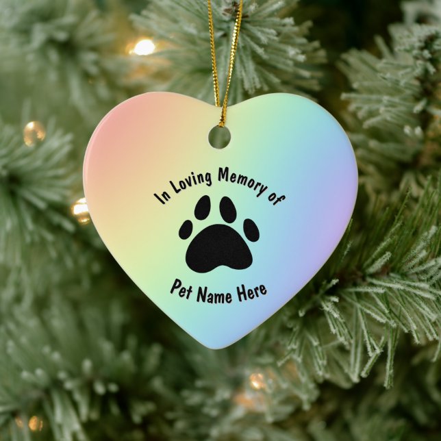 Memorial Rainbow Heart Keramik Ornament (Baum)