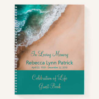 Memorial Service Guestbook Waves Washing Seashore Notizbuch
