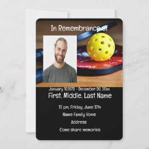 Memorial Service Invite Pickleball Sport Einladung