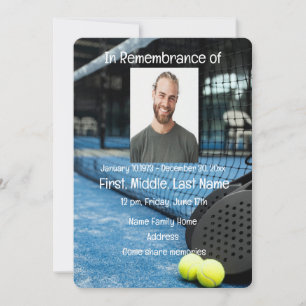 Memorial Service Invite Tennis Game Racket Ball Einladung