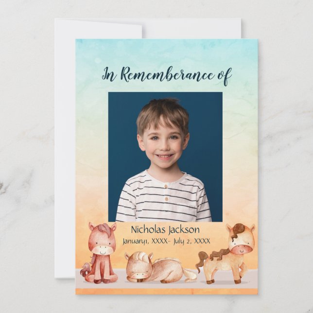 Memorial Service laden Kinder ein Einladung (Vorderseite)