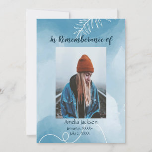 Memorial Service lädt zu blauen botanischen Blätte Einladung