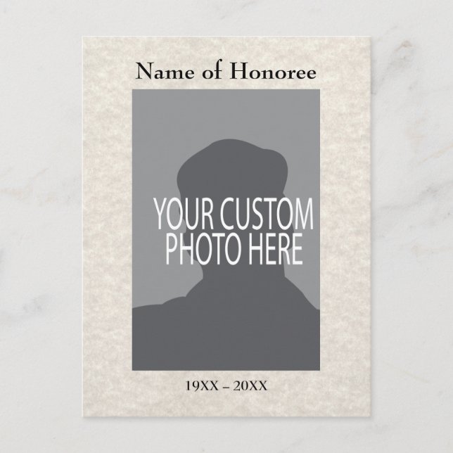 Memorial Service Memories Card with Foto Postkarte (Vorderseite)