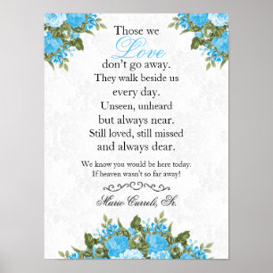 Memorial Sign - Baby Blue Blume Poster