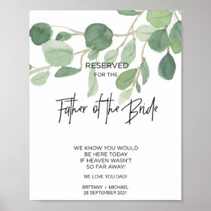 Memorial Sign für Vater der Braut Hochzeiten Poster