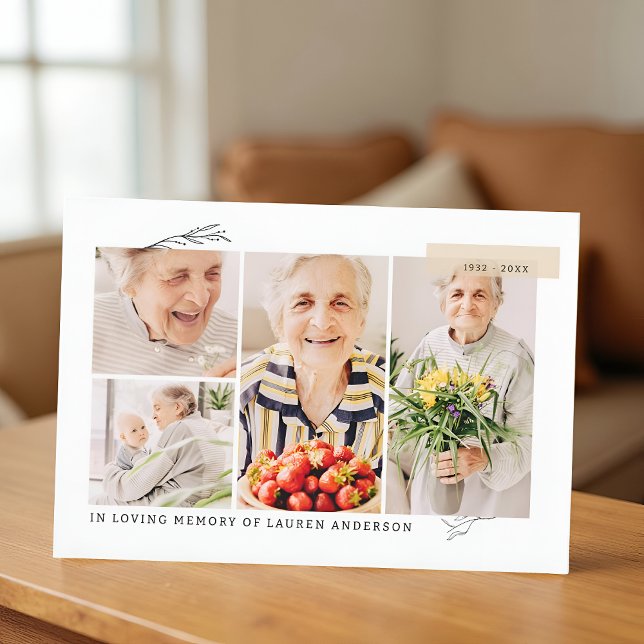 Memorial Simple Modern 7 Foto Grid Gebet Dankeskarte (Von Creator hochgeladen)