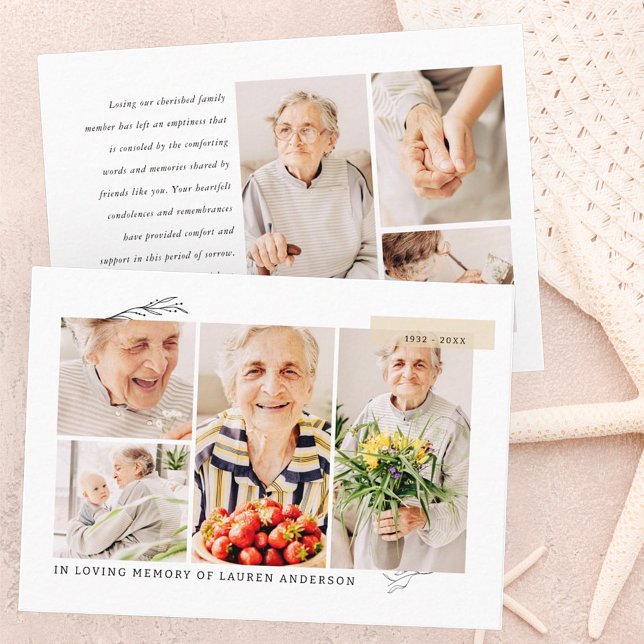 Memorial Simple Modern 7 Foto Grid Gebet Visitenkarte (Von Creator hochgeladen)