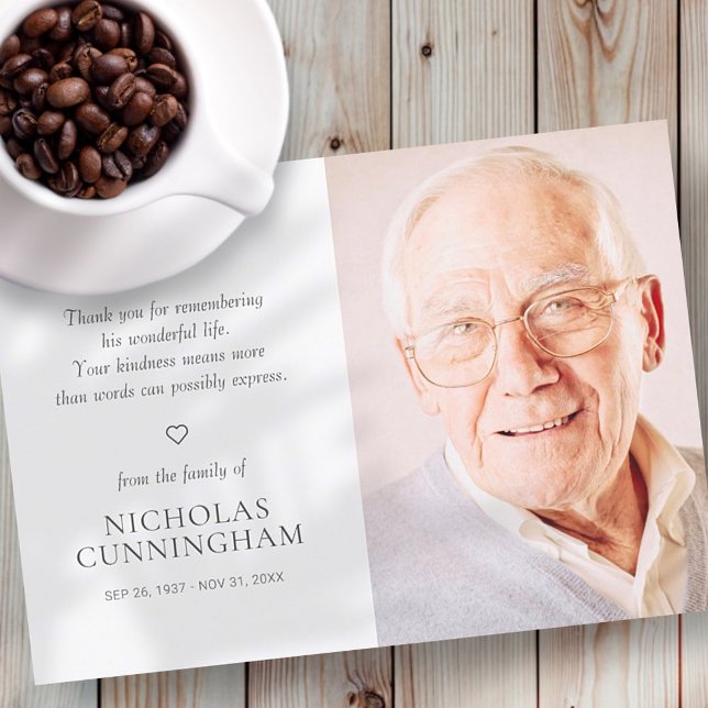 Memorial Simple Modern Foto Dankeskarte (Von Creator hochgeladen)