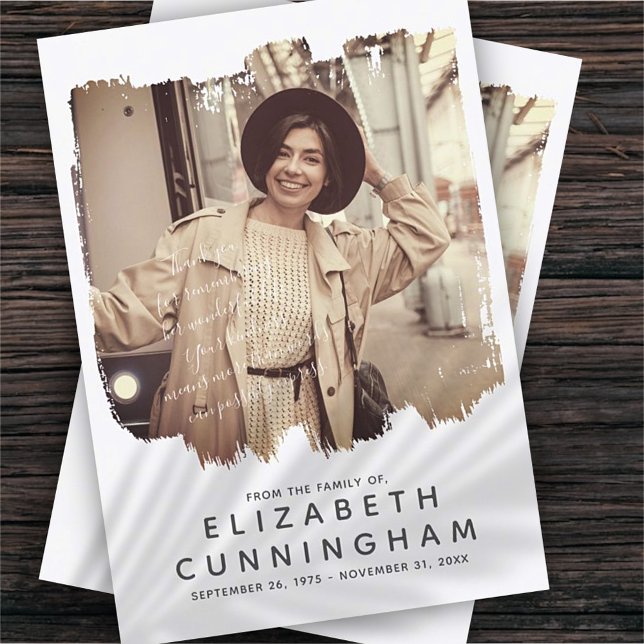 Memorial Simple Modern Frame Custom Foto Dankeskarte (Von Creator hochgeladen)