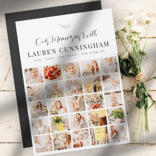 Memorial Simple Modern Minimalistisch 25 FotoColla Magnetkarte