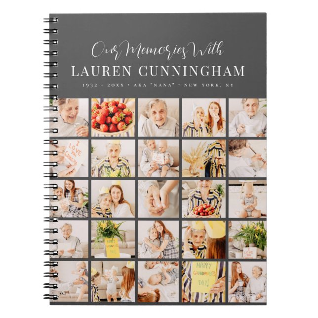 Memorial Simple Modern Minimalistisch 25 FotoColla Notizblock (Vorderseite)