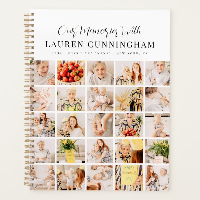 Memorial Simple Modern Minimalistisch 25 FotoColla Planer (Vorderseite)