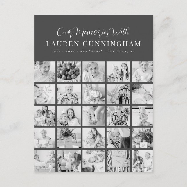 Memorial Simple Modern Minimalistisch 25 FotoColla Postkarte (Vorderseite)