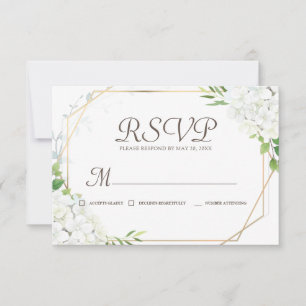 Memorial Simple White Floral Geometric RSVP Karte