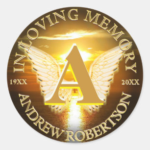 Memorial Sunset Ocean Monogram Runder Aufkleber