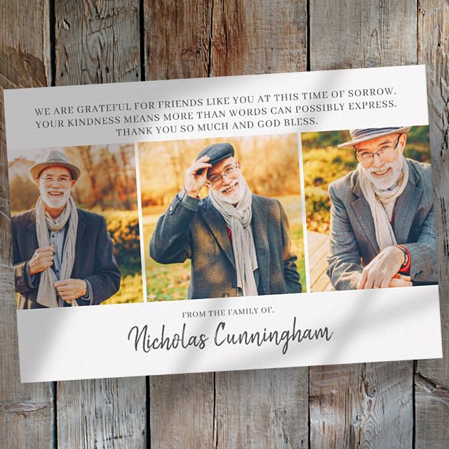 Memorial Three Custom Foto and Message Danke Mitteilungskarte (Von Creator hochgeladen)