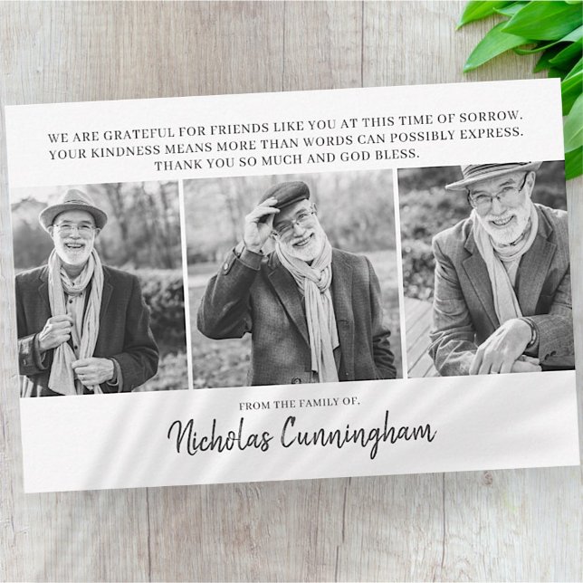 Memorial Three Custom Foto and Message Danke Mitteilungskarte (Von Creator hochgeladen)
