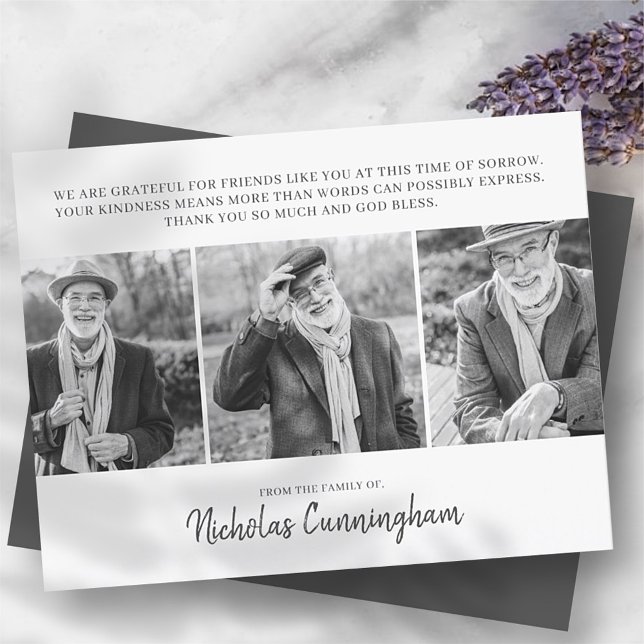 Memorial Three Custom Foto and Message Dankeskarte (Von Creator hochgeladen)