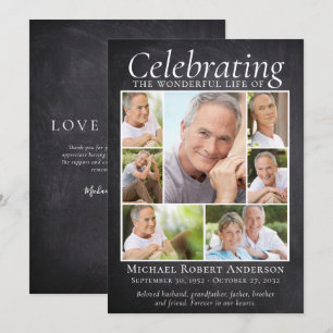 Memorial Tribute Foto Collage Slate Dankeskarte