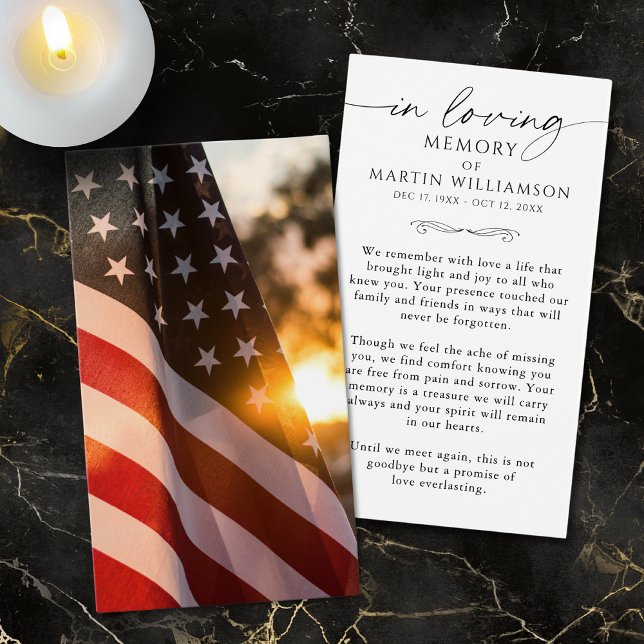 Memorial USA Flag Sympathy Funeral Prayer Card (Von Creator hochgeladen)